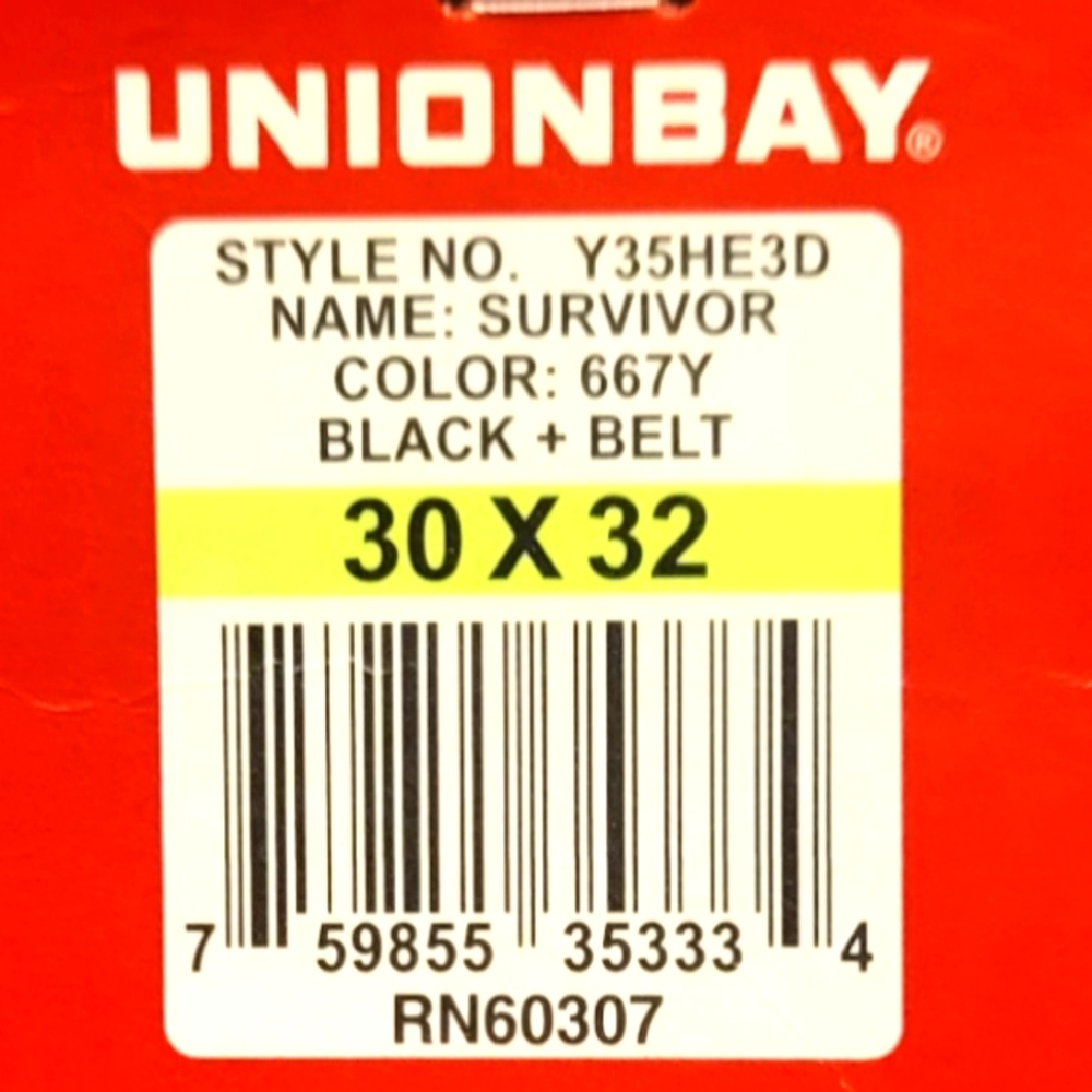 UNIONBAY STYLE NO. SURVIVOR BLACK + BELT 30Х32